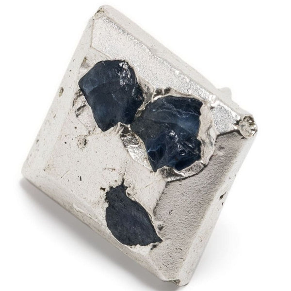 Large Embedded Sapphire Stud Earring