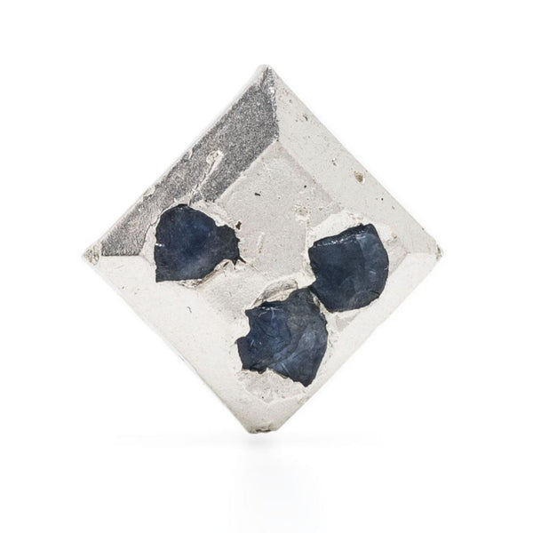 Large Embedded Sapphire Stud Earring