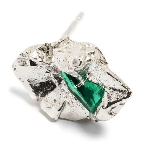 Crushed Emerald Stud Earring