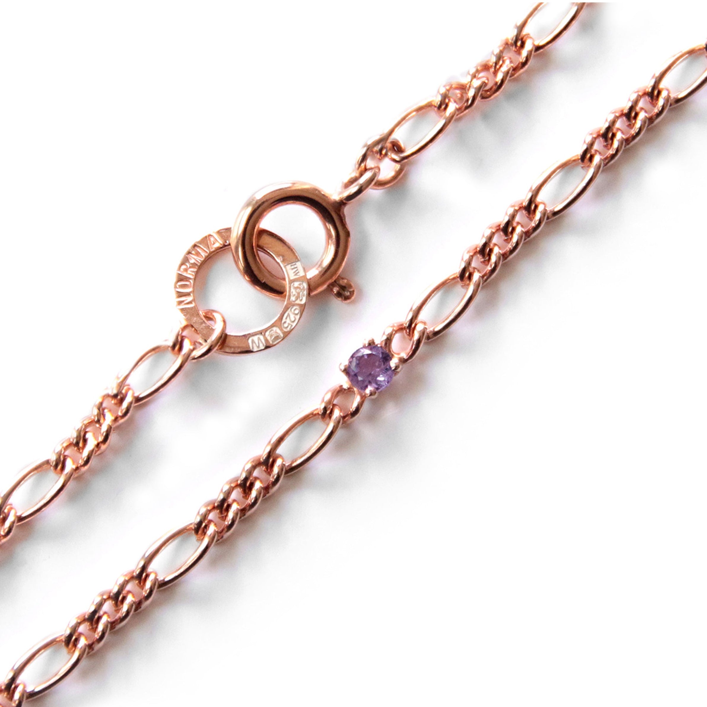 Violet Link Amethyst round Chain Bracelet