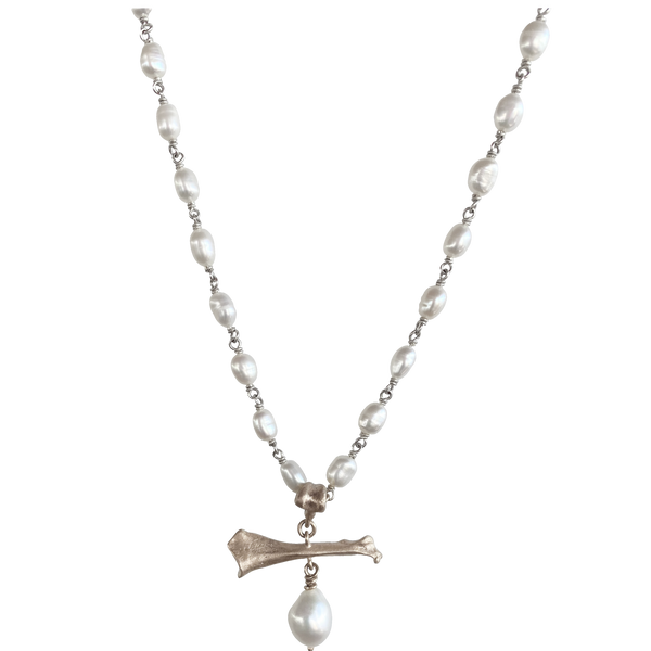 Caspian Silver Pearl 18" Necklace
