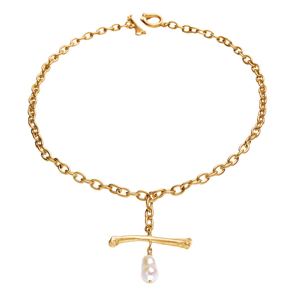 Nassau Necklace Gold Magpie Bone Pearl