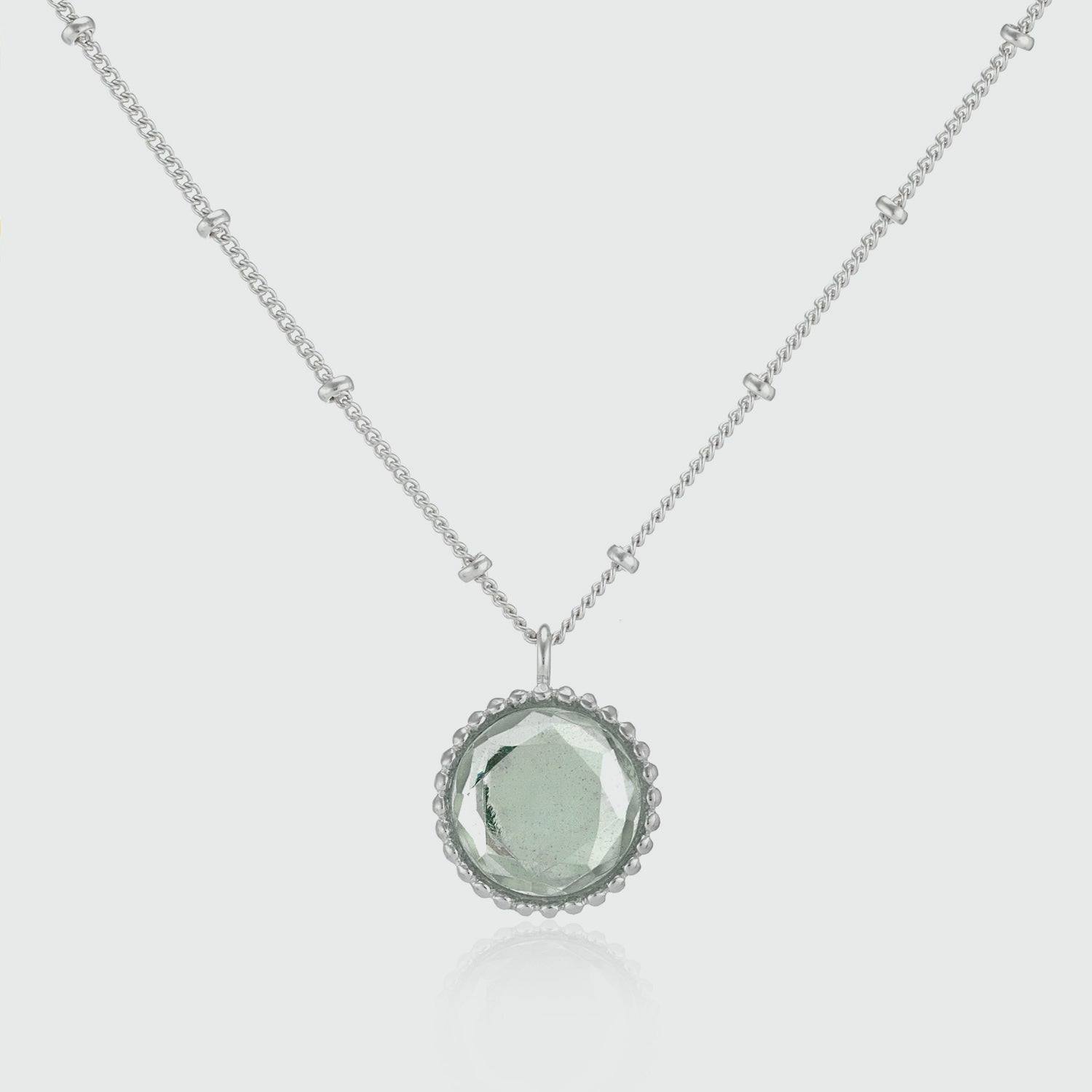 Barcelona Silver August Green Amethyst Birthstone Necklace-Auree Jewellery