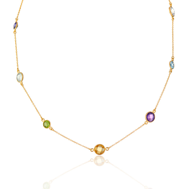 Chennai 18" 18ct Gold Vermeil & Multi Gemstone Necklace