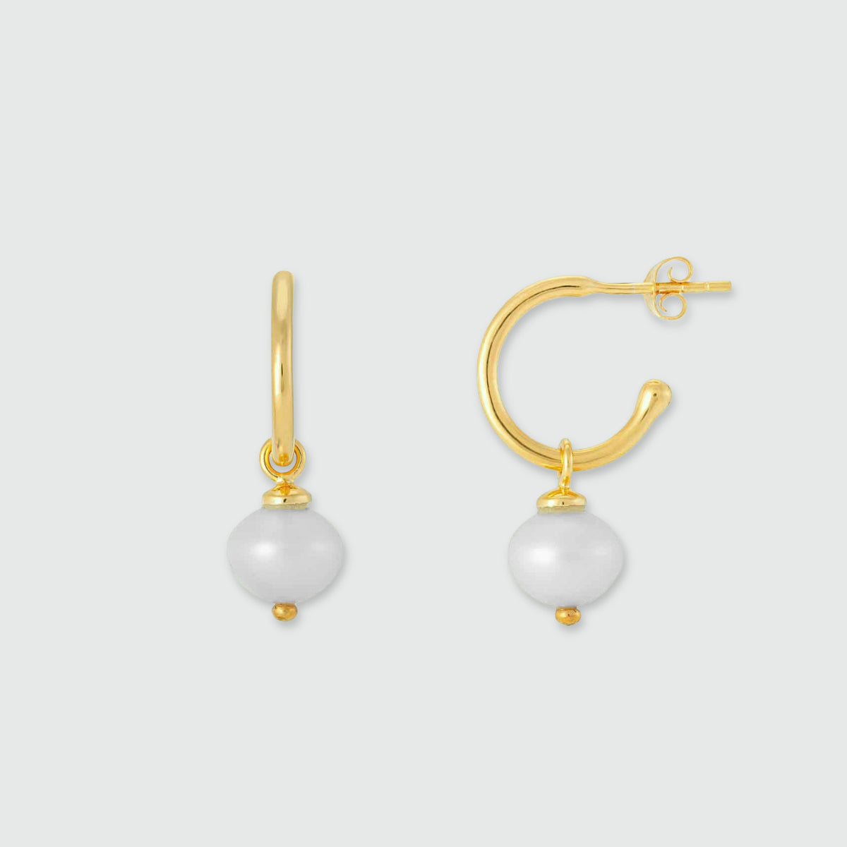 Manhattan Gold & Freshwater Pearl Interchangeable Hoop Earrings