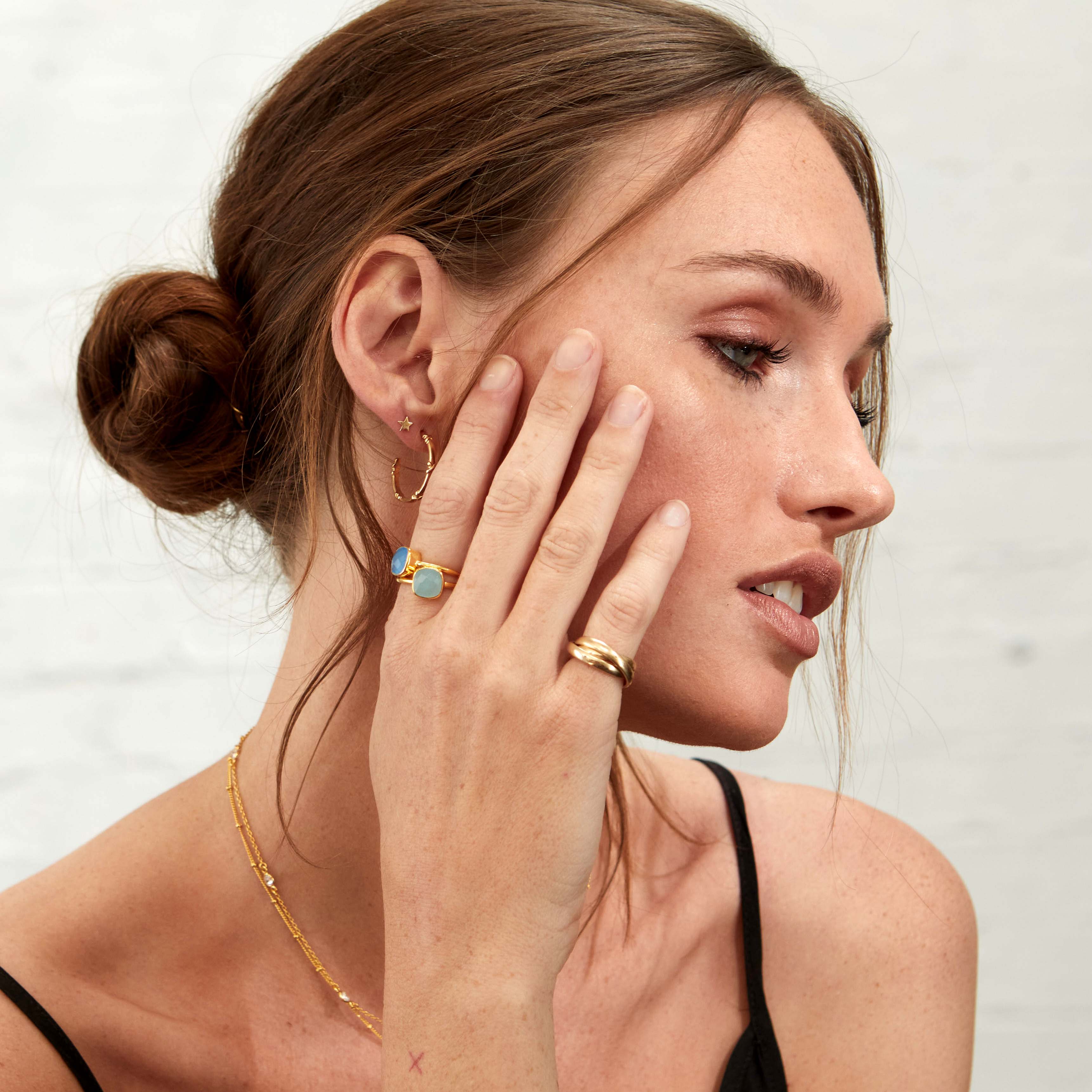 Mondello Blue Chalcedony Gold Vermeil Ring-Auree Jewellery