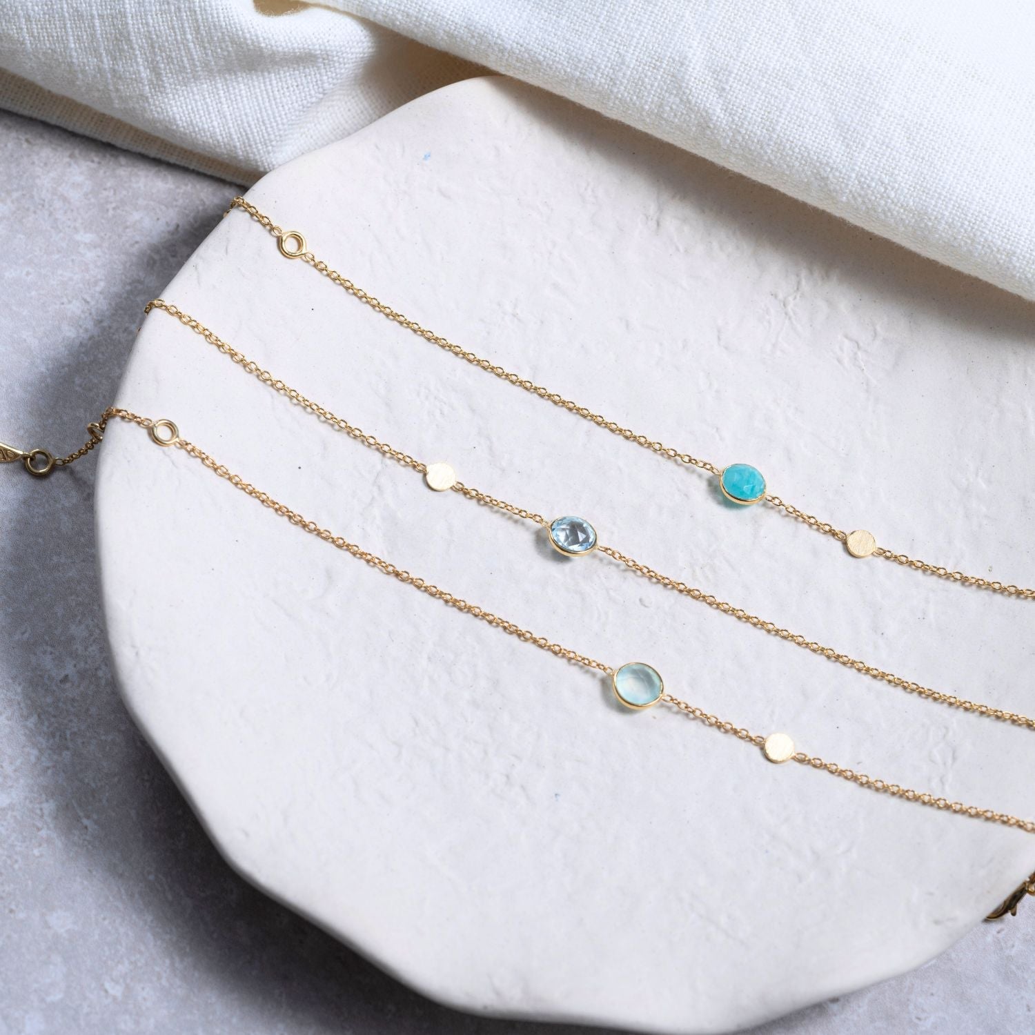 Bracelets & Bangles - Salina Amazonite And Gold Disc Bracelet