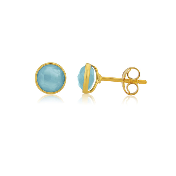 Savanne Gold Vermeil & Blue Chalcedony Stud Earrings