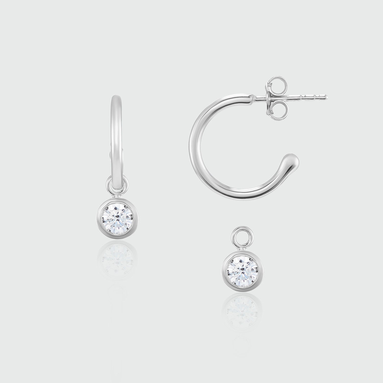Verona Silver Cubic Zirconia Interchangeable Drop Earrings
