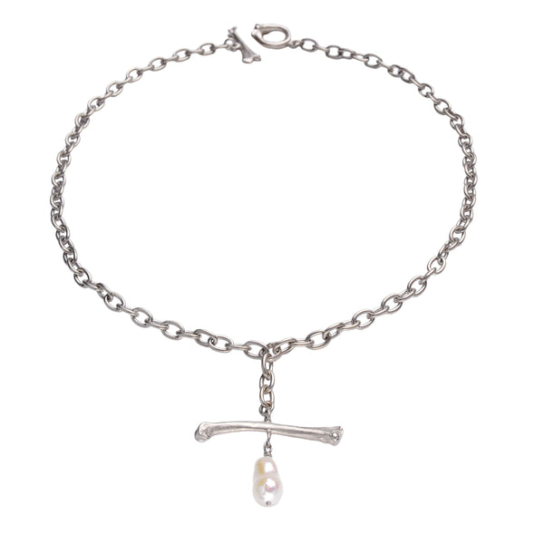 Nassau Necklace Silver Magpie Bone Pearl