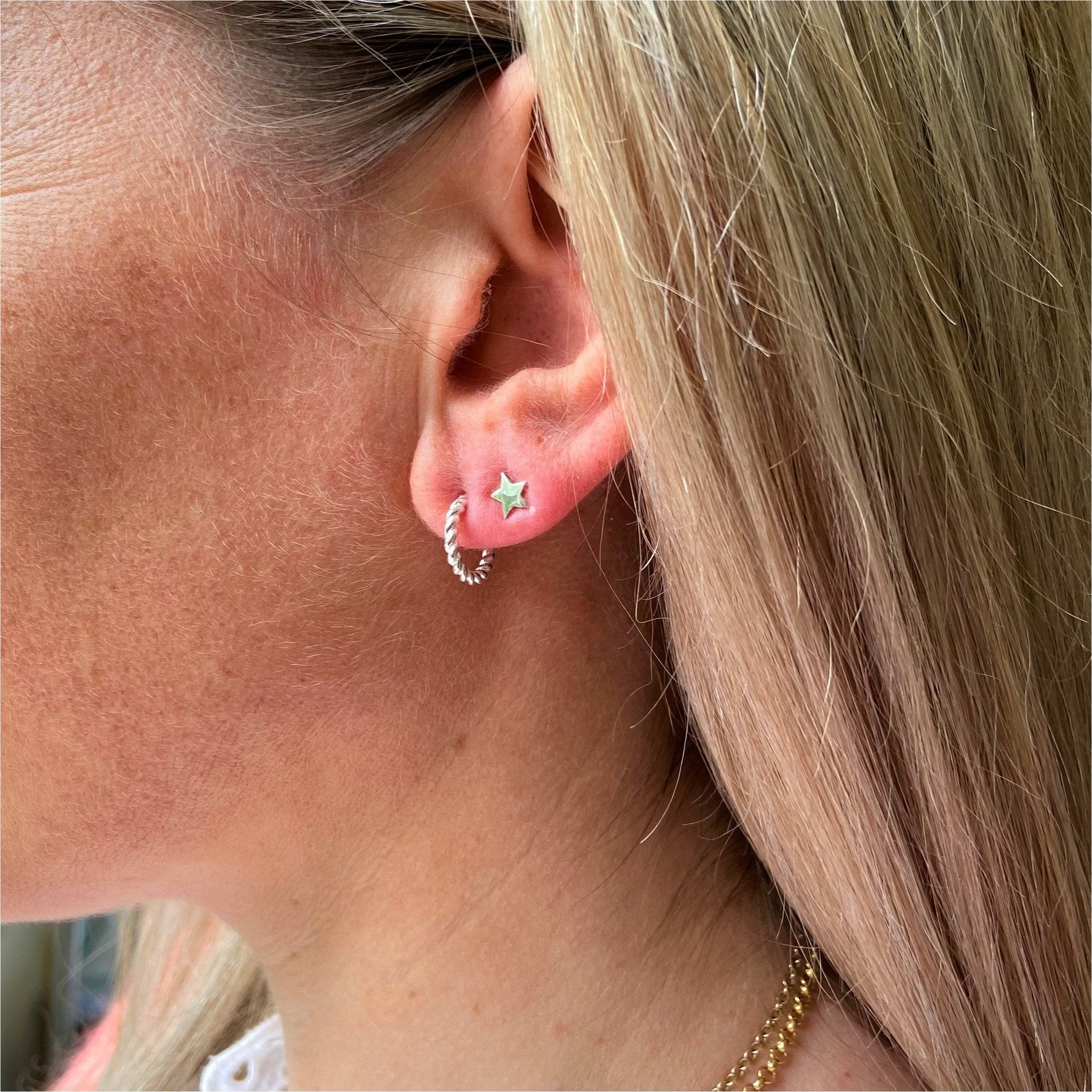 Alhambra Micro Twisted Sterling Silver Hoop Earrings-Auree Jewellery
