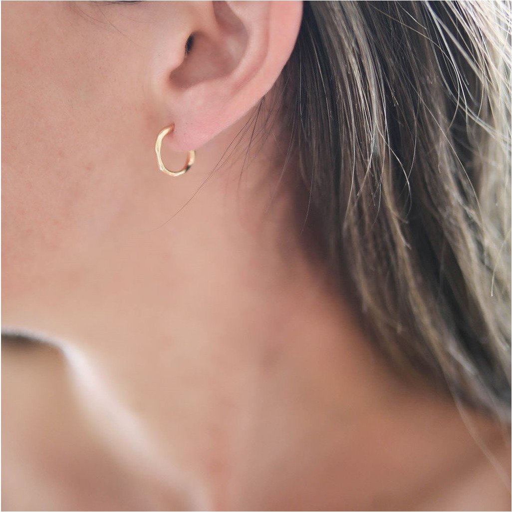 Ronda Mini Piccolo Polished Gold Vermeil Hoop Earrings-Auree Jewellery