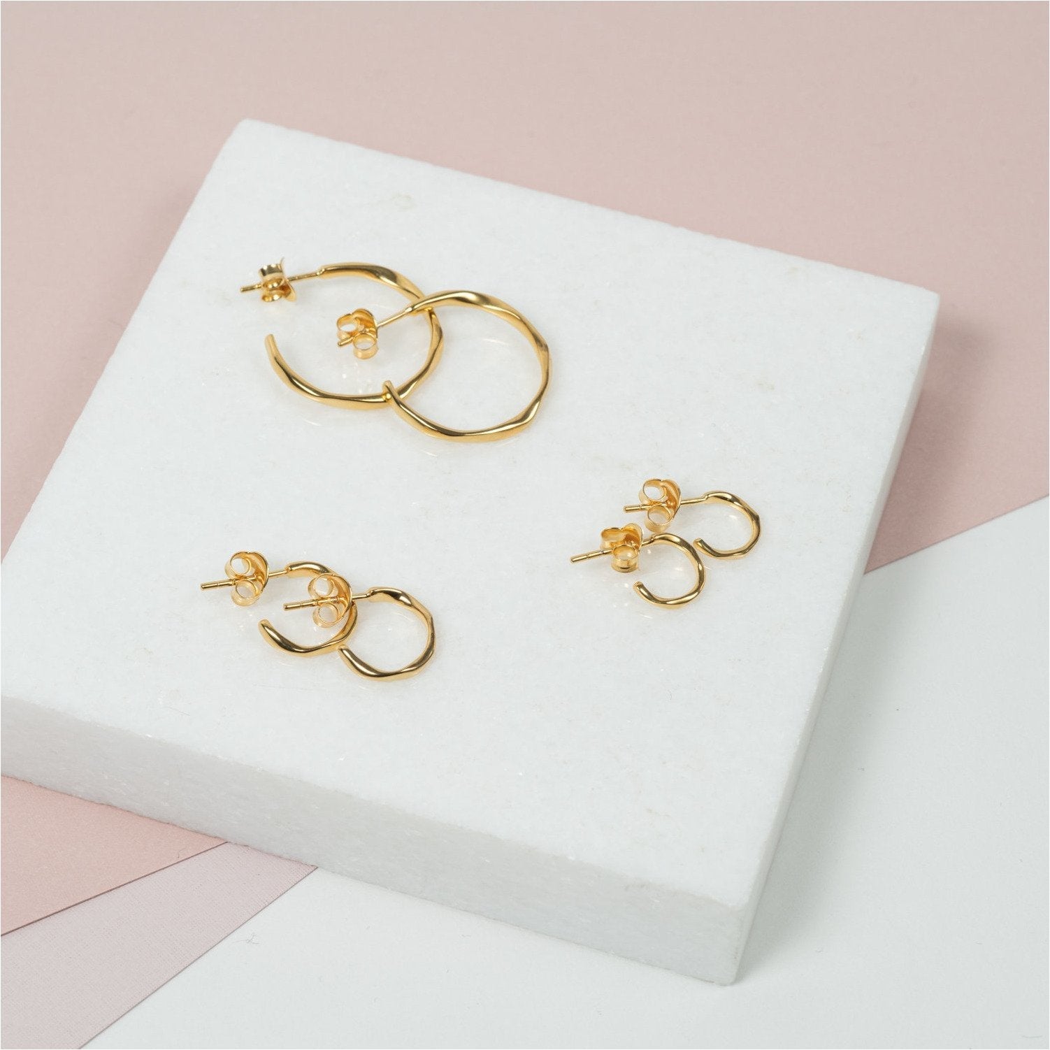 Ronda Piccolo Polished Gold Vermeil Hoop Earrings-Auree Jewellery
