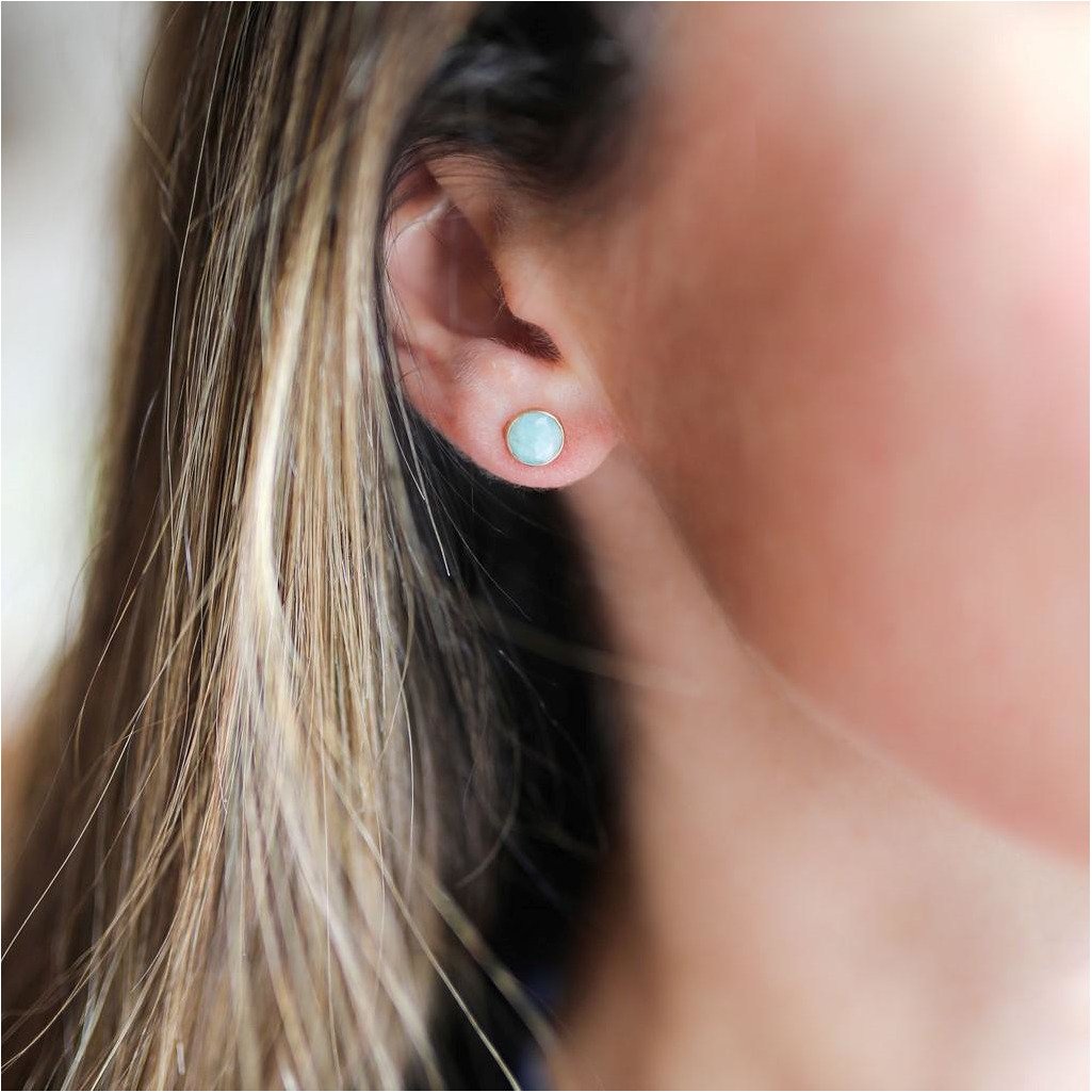 Savanne Gold Vermeil & Amazonite Stud Earrings-Auree Jewellery