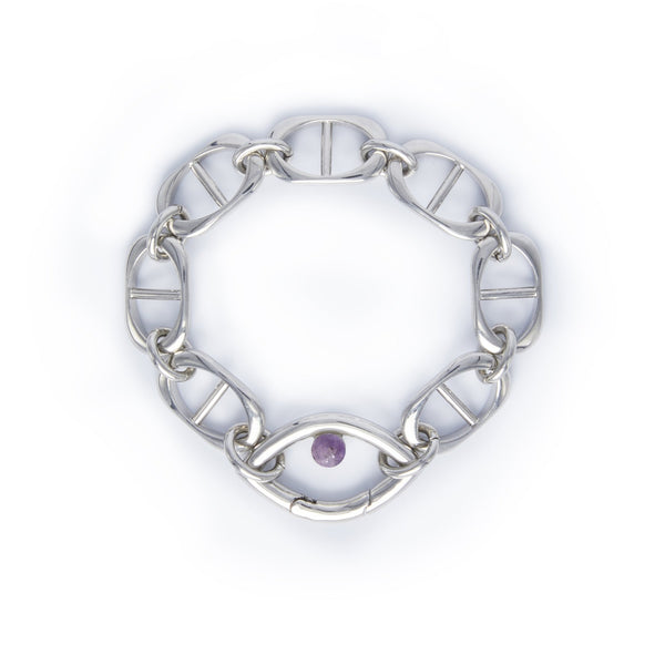 Eye Opener Chain Bracelet Silver Amethyst