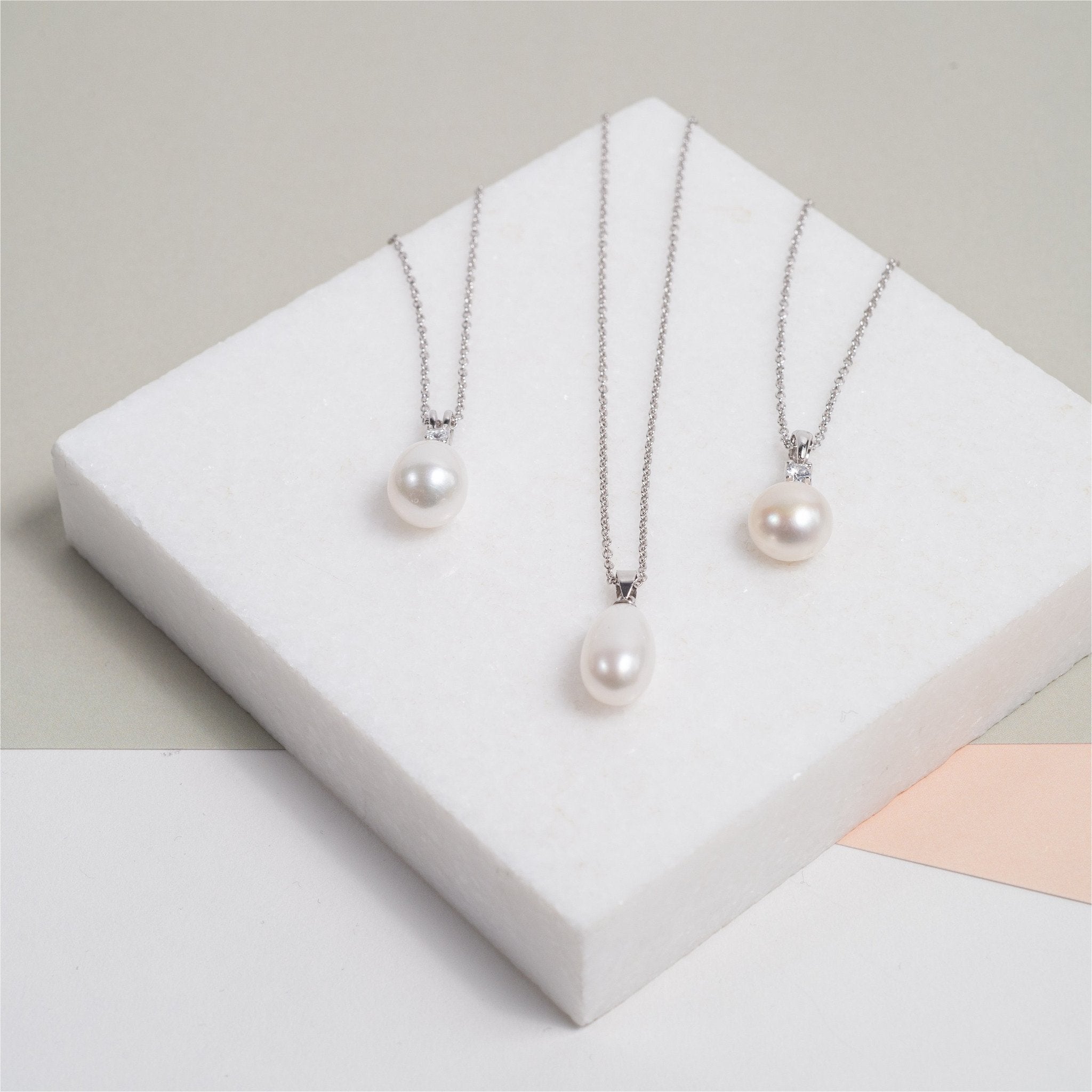 Gloucester White Freshwater Pearl & Sterling Silver Pendant-Auree Jewellery