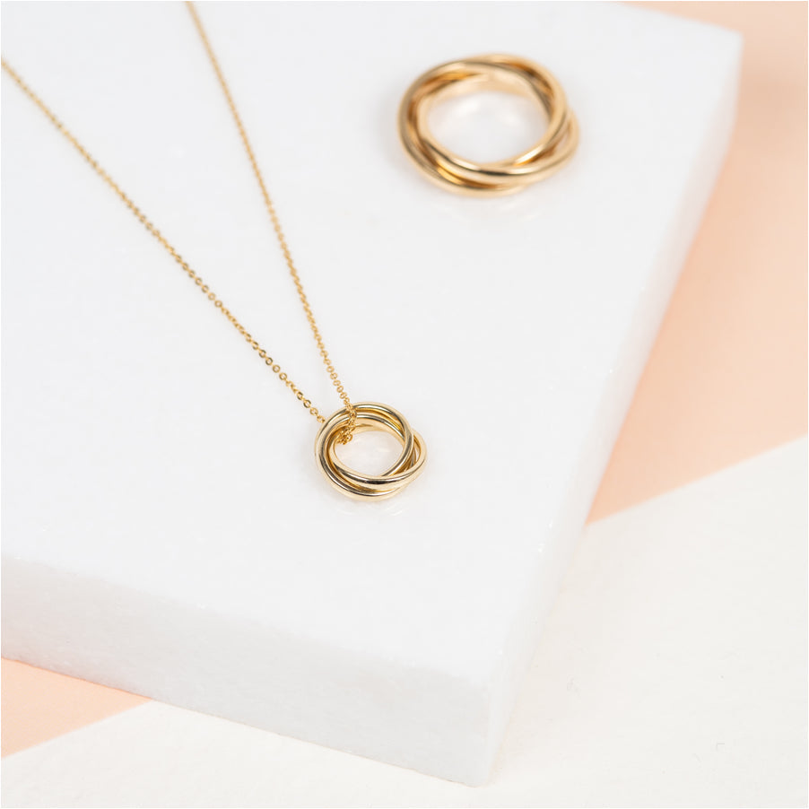 Walton 9ct Yellow Gold Russian Wedding Ring Pendant-Auree Jewellery