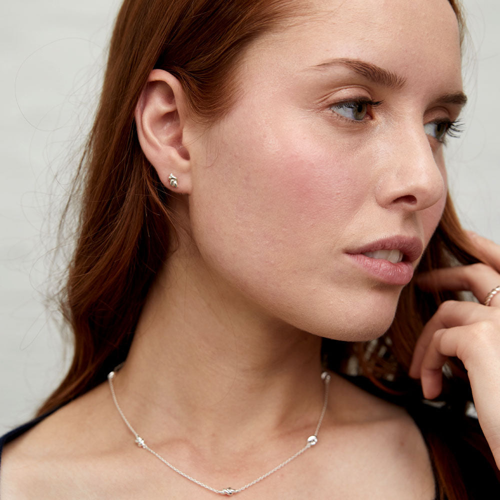 St Ives Silver Knot Stud Earrings-Auree Jewellery