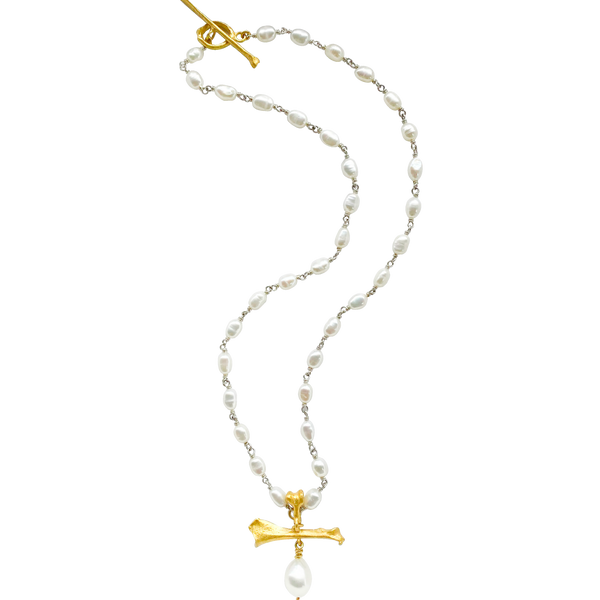 Caspian Gold Pearl 18" Necklace