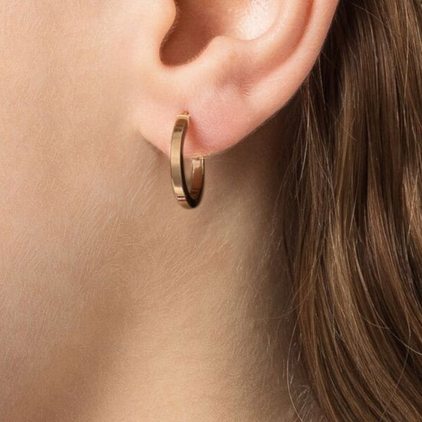 9kt yellow gold flat hoop earrings