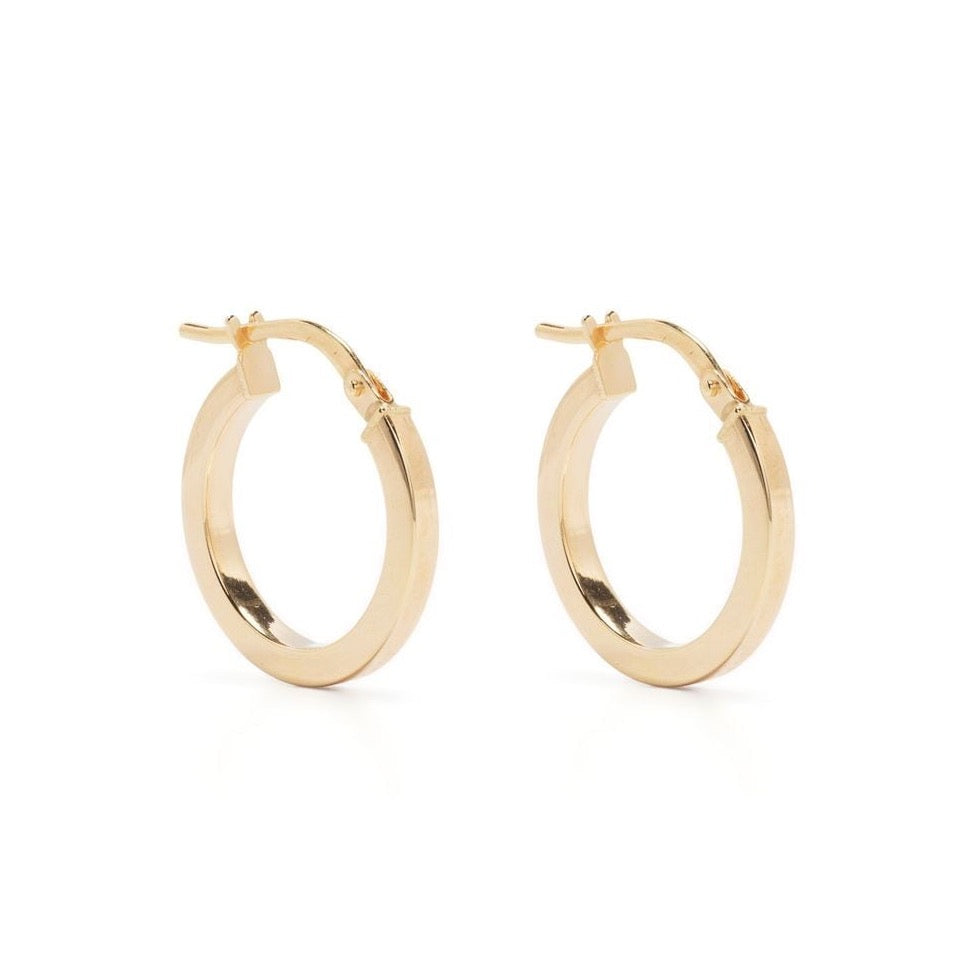 9kt yellow gold flat hoop earrings