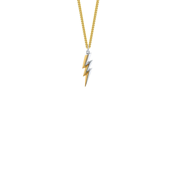 2 Tone 18Kt Gold Plated & Sterling Silver Bolt Mini Pendant