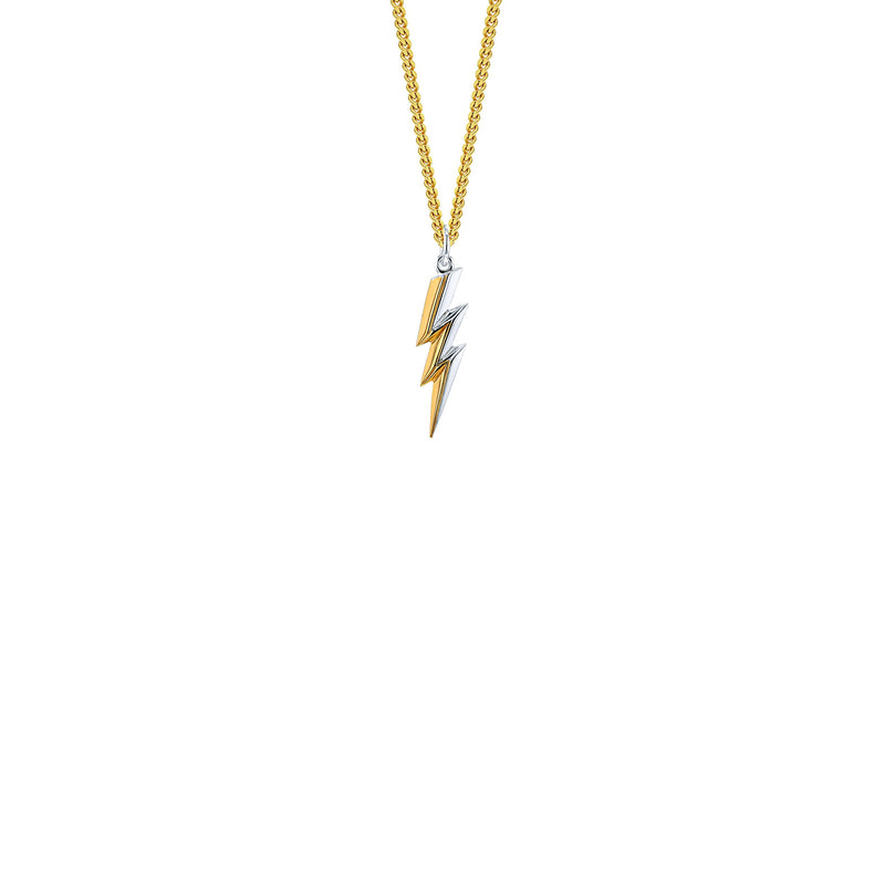 2 Tone 18Kt Gold Plated & Sterling Silver Bolt Mini Pendant