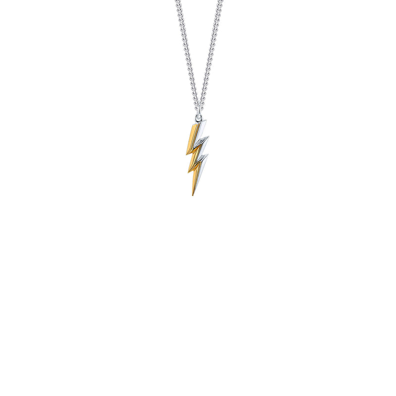Sterling Silver & 18kt Gold Plated 2 Tone Bolt Pendant