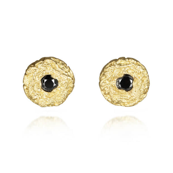 Pin Stud Earrings with Black Diamonds