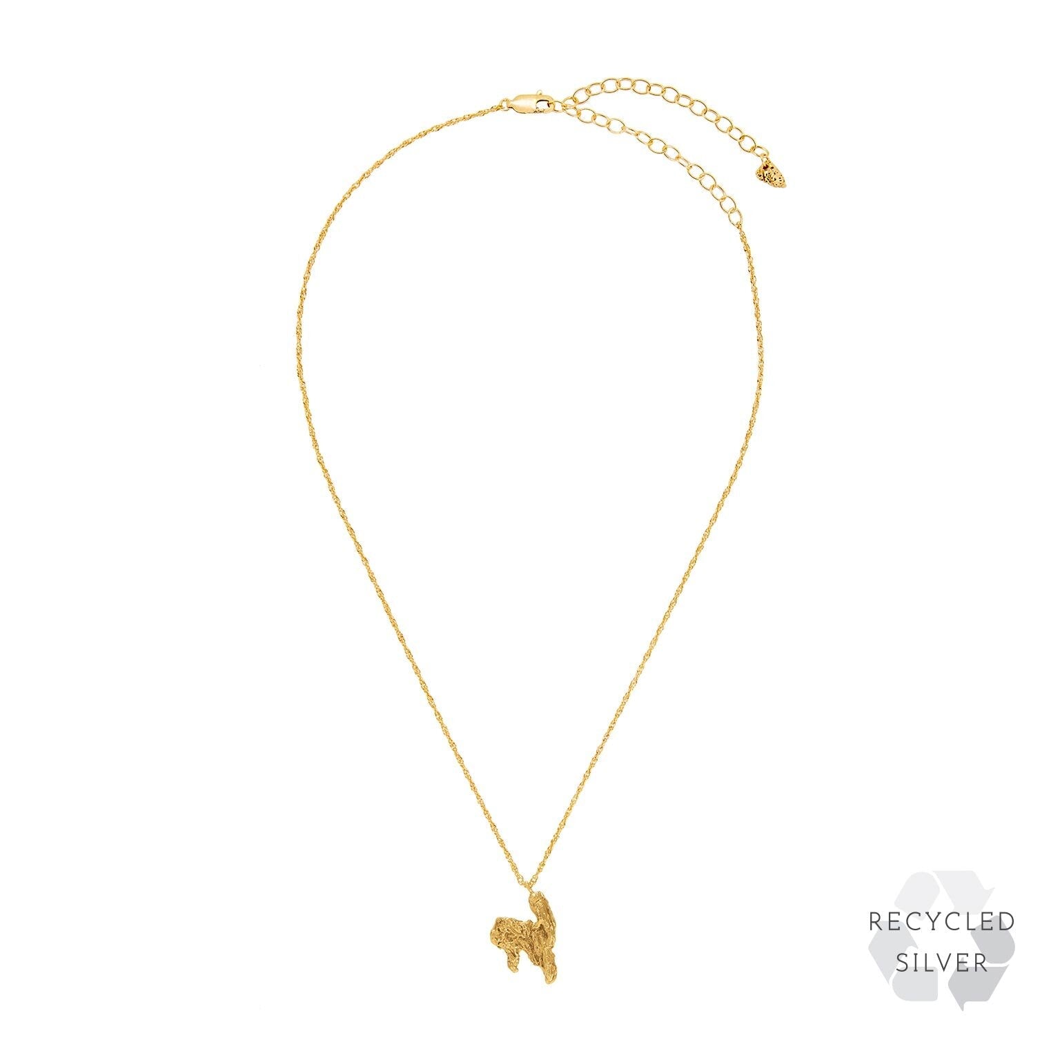 N Alphabet recycled silver necklace gold