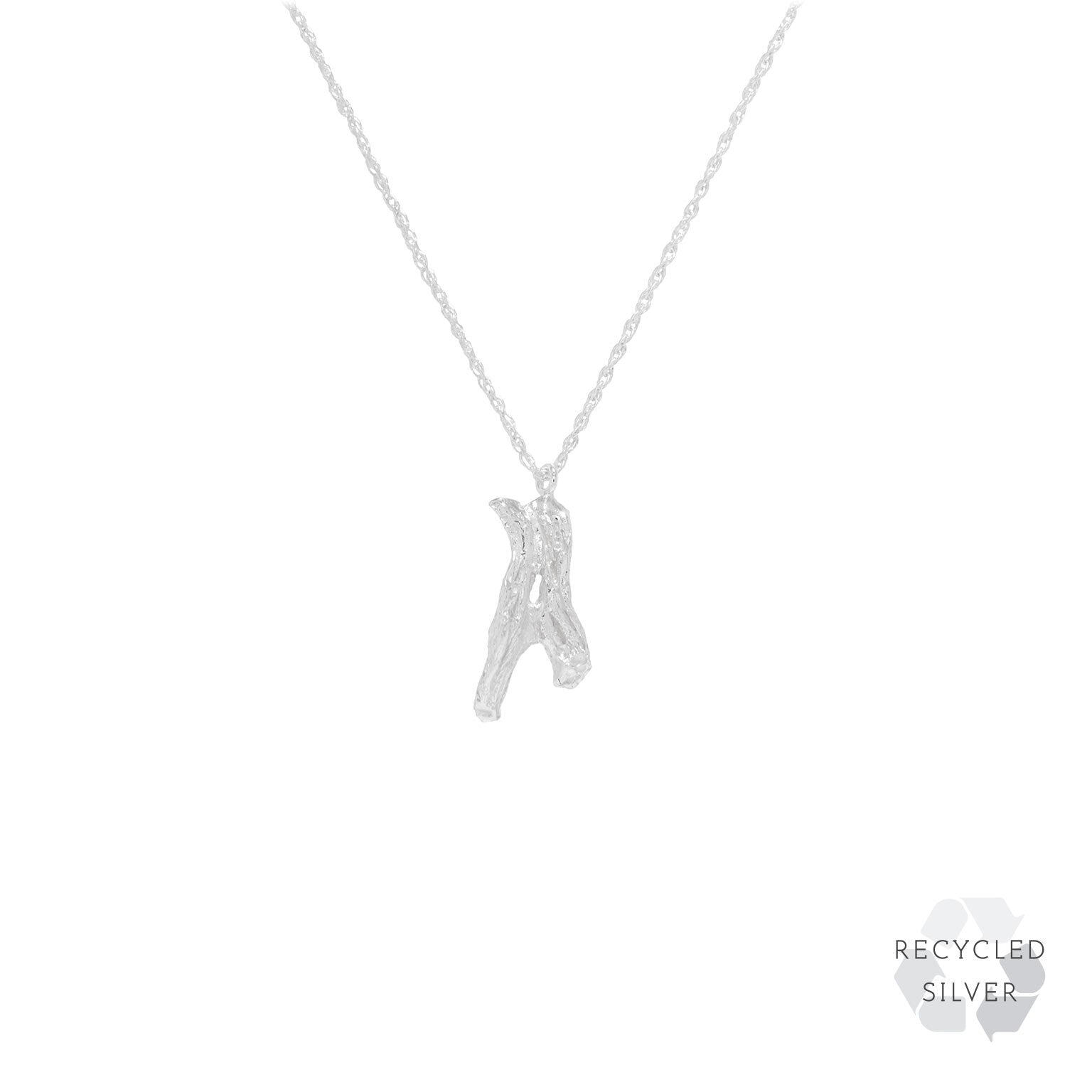 A Alphabet recycled silver necklace