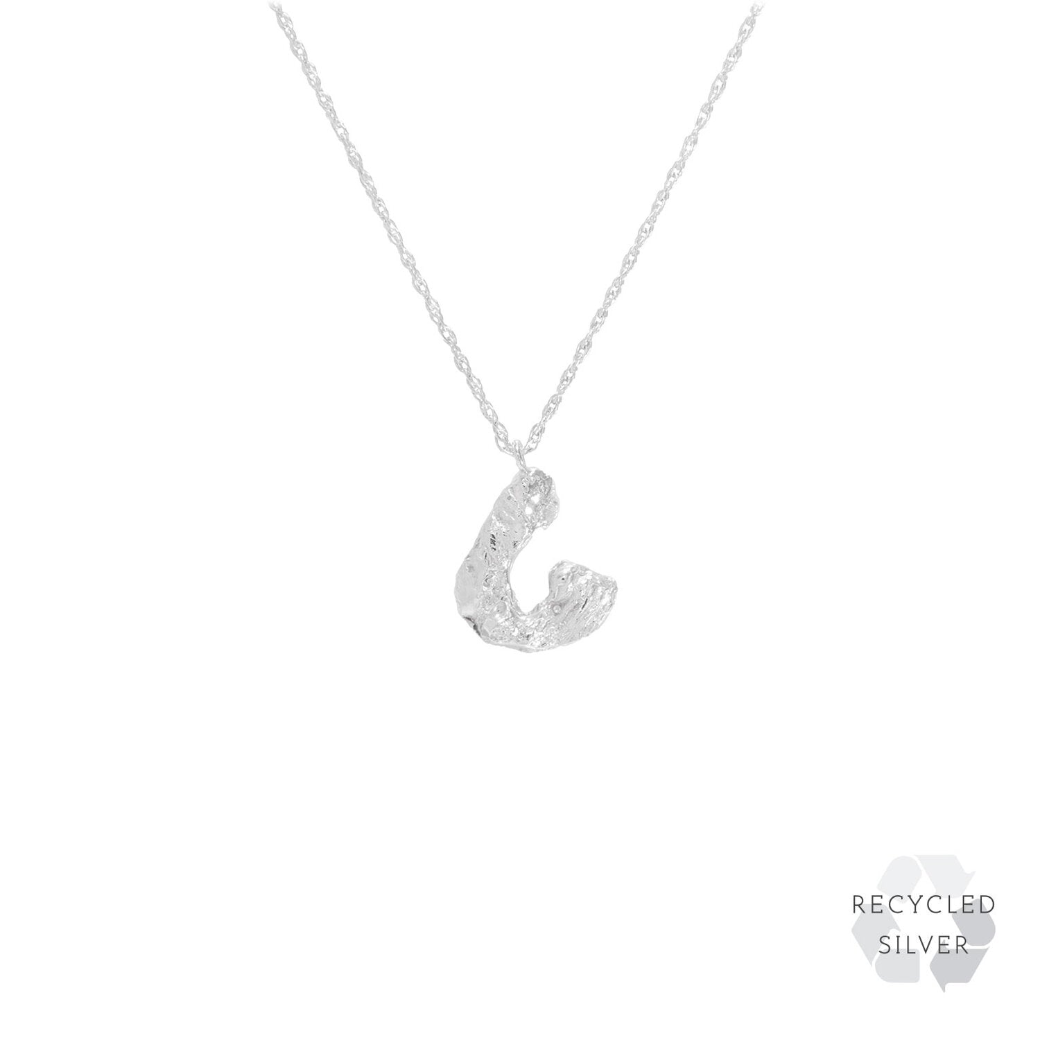 C Alphabet recycled silver necklace