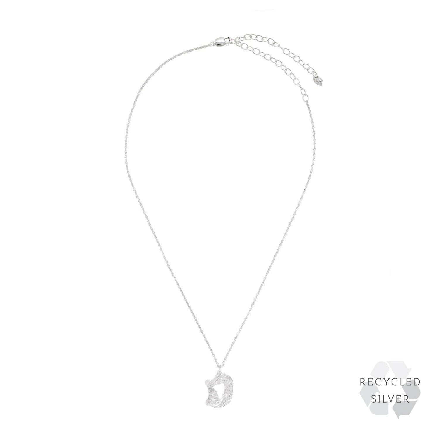 D Alphabet recycled silver necklace