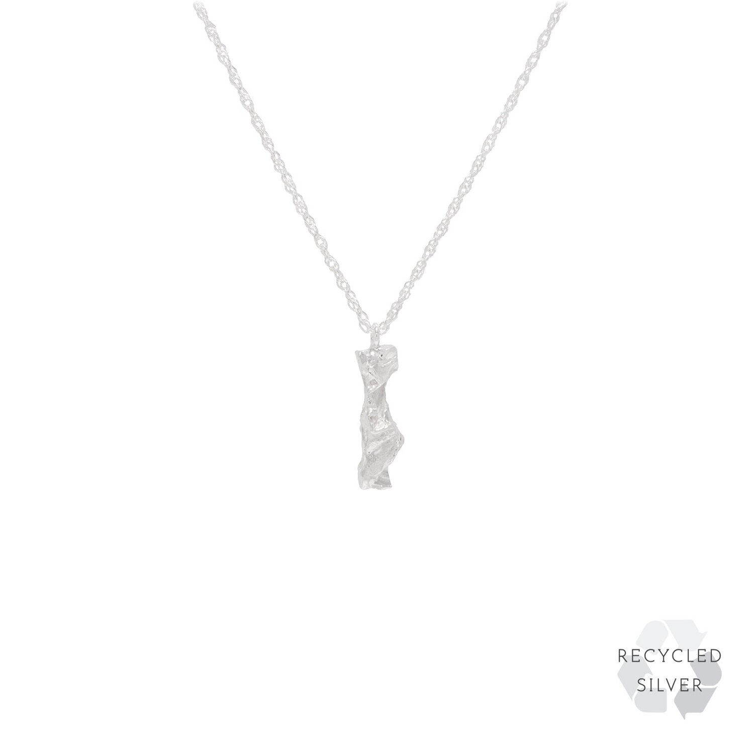 I Alphabet recycled silver necklace
