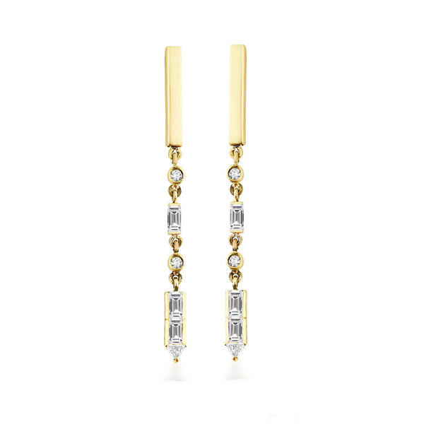 18ct Gold Artisia Bar Diamond Earrings