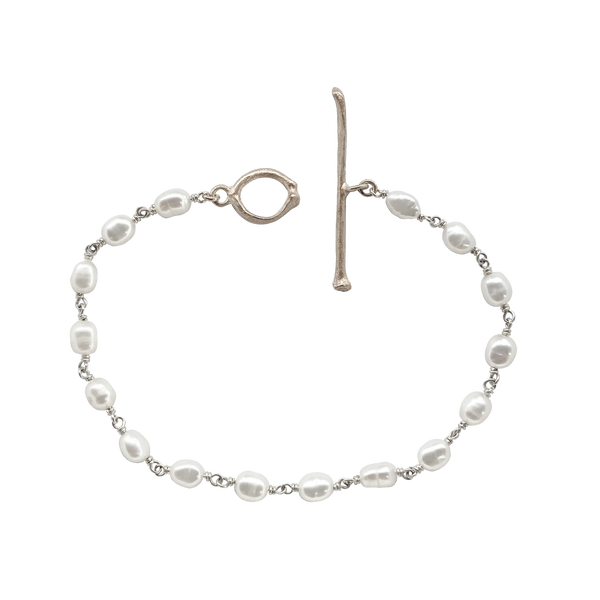Sargasso Silver Pearl T-bar Bracelet