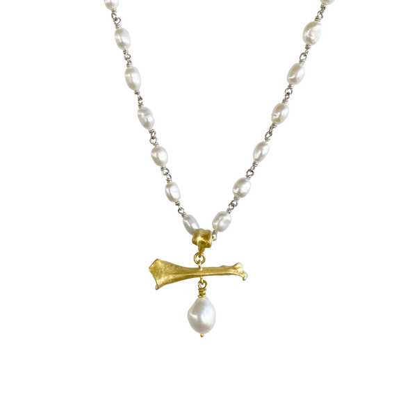 Caspian Gold Pearl Necklace