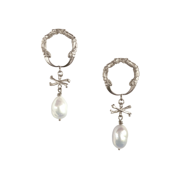Eurydice Pearl Drop Earrings Silver