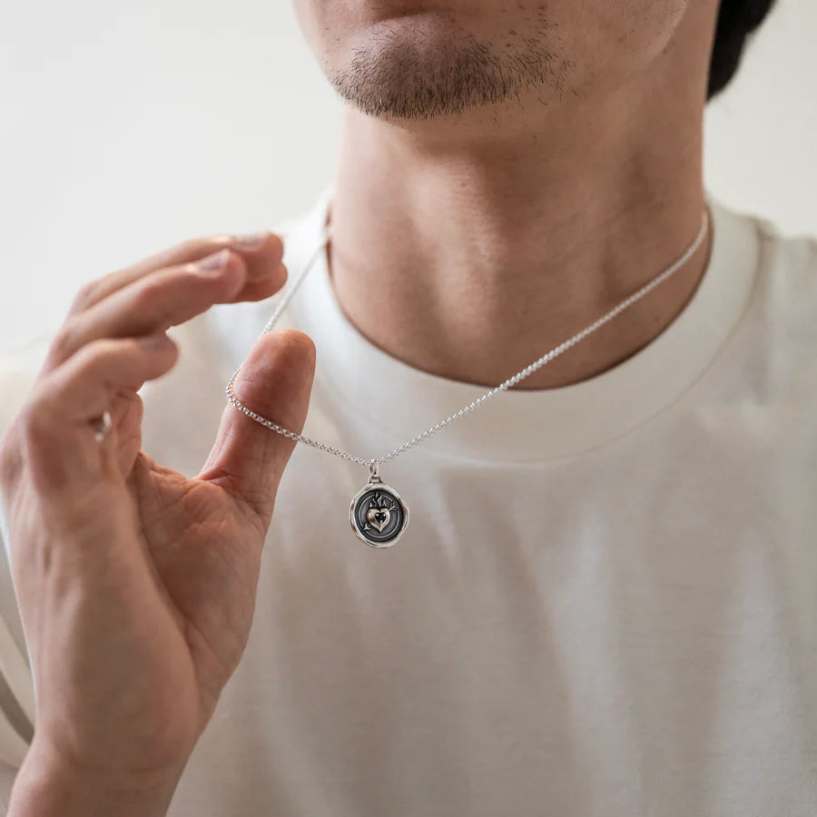 Men's Dark Flaming Heart Talisman Necklace