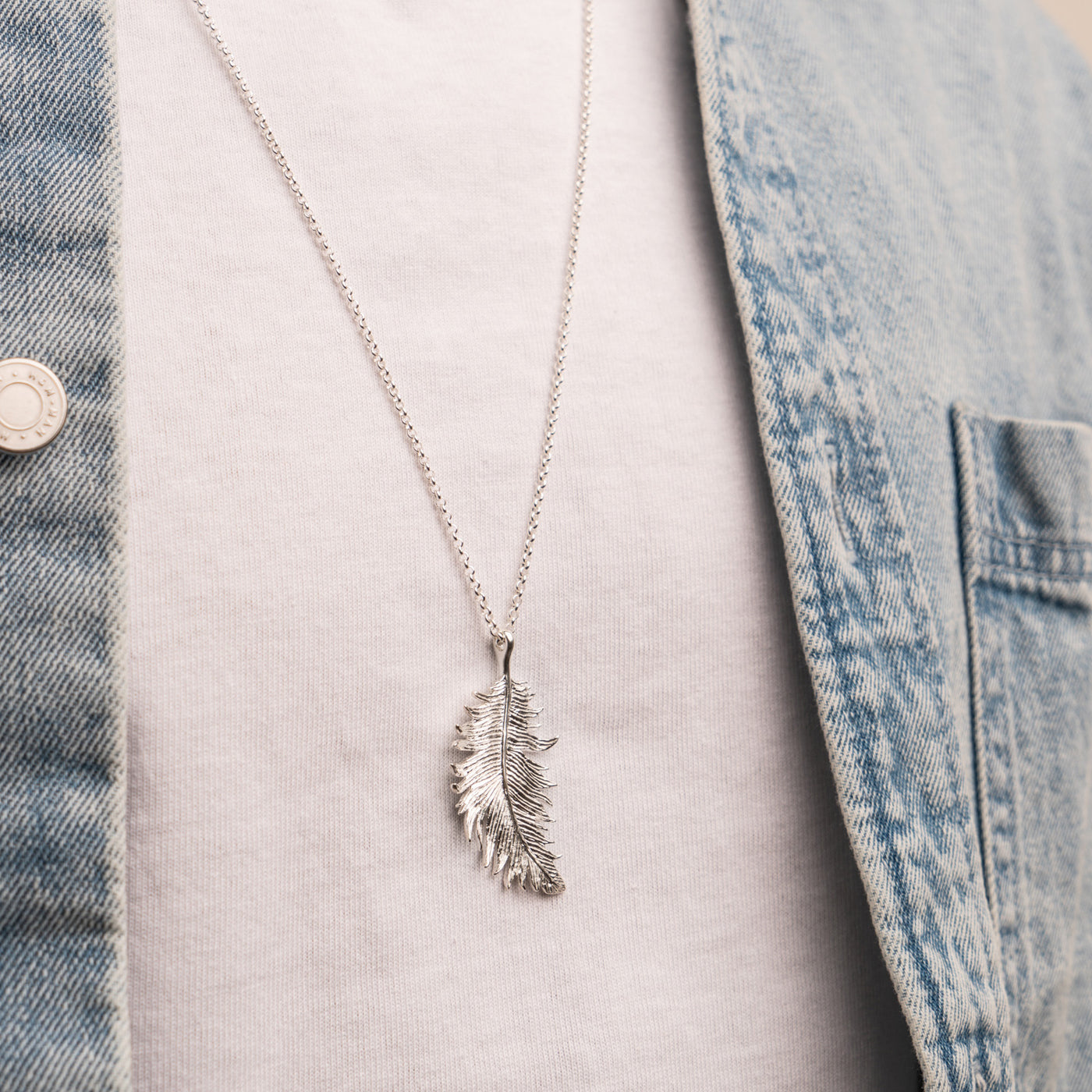 Men's Large Feather Pendant