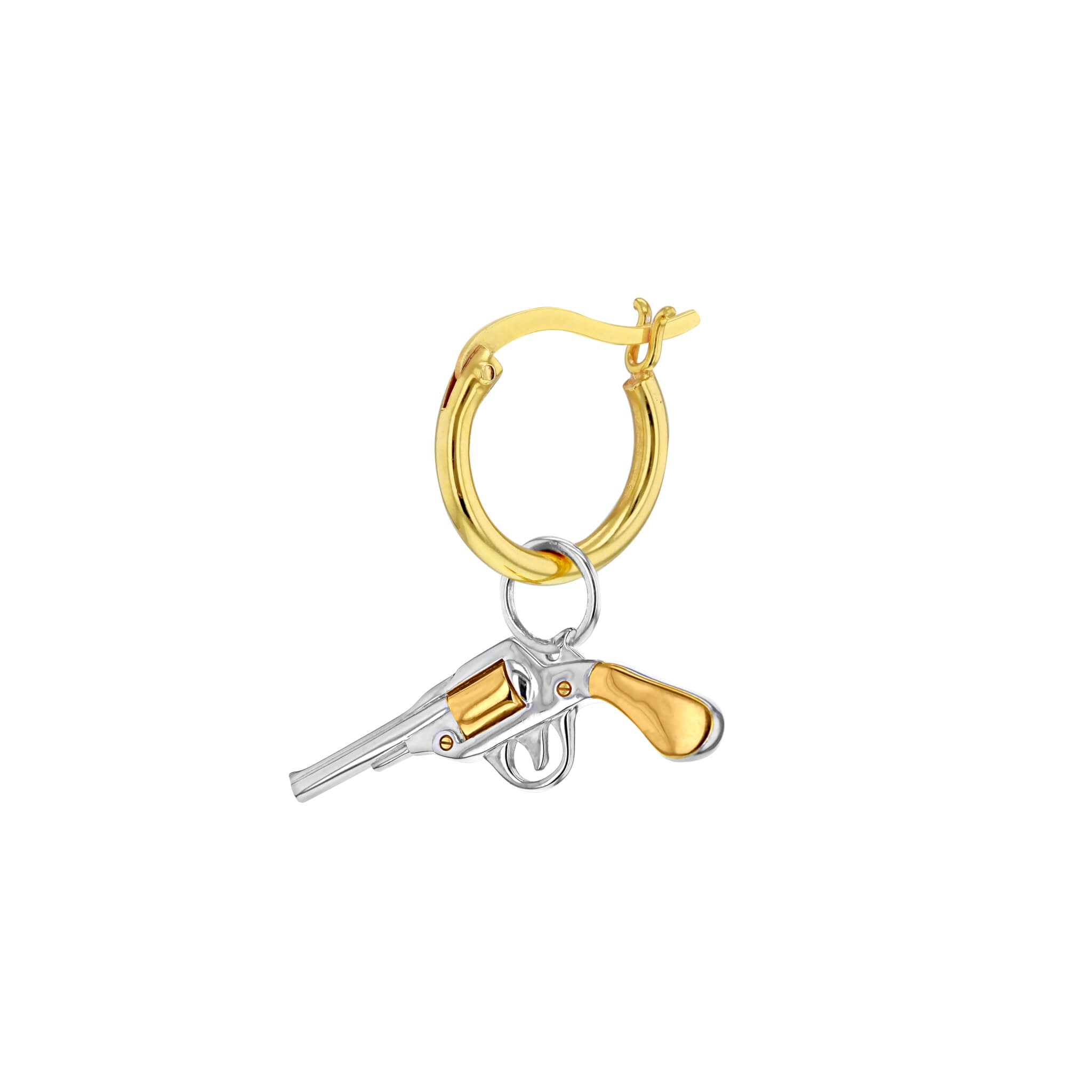 Small Pistol Hoop Earring in Gold and Silver