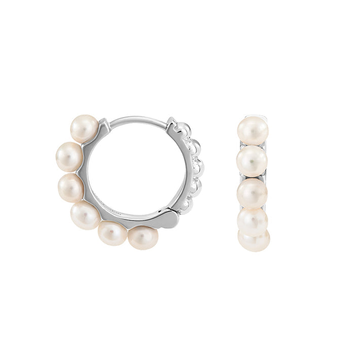 Medium Timeless Pearl Huggie Hoops