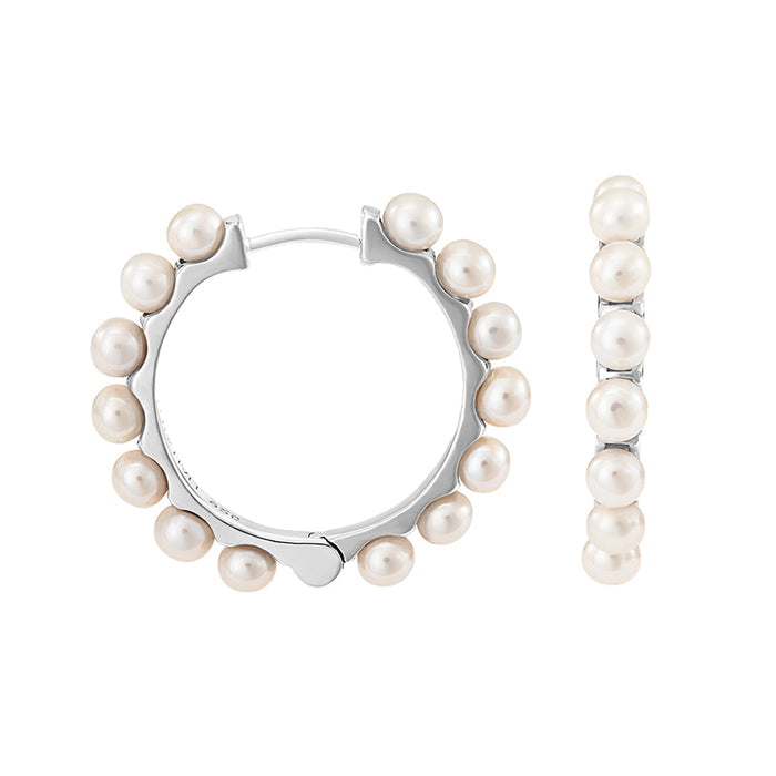 Large Timeless Pearl Huggie Hoops