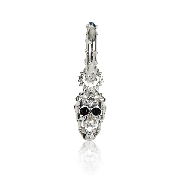 Skull hoop earrings silver