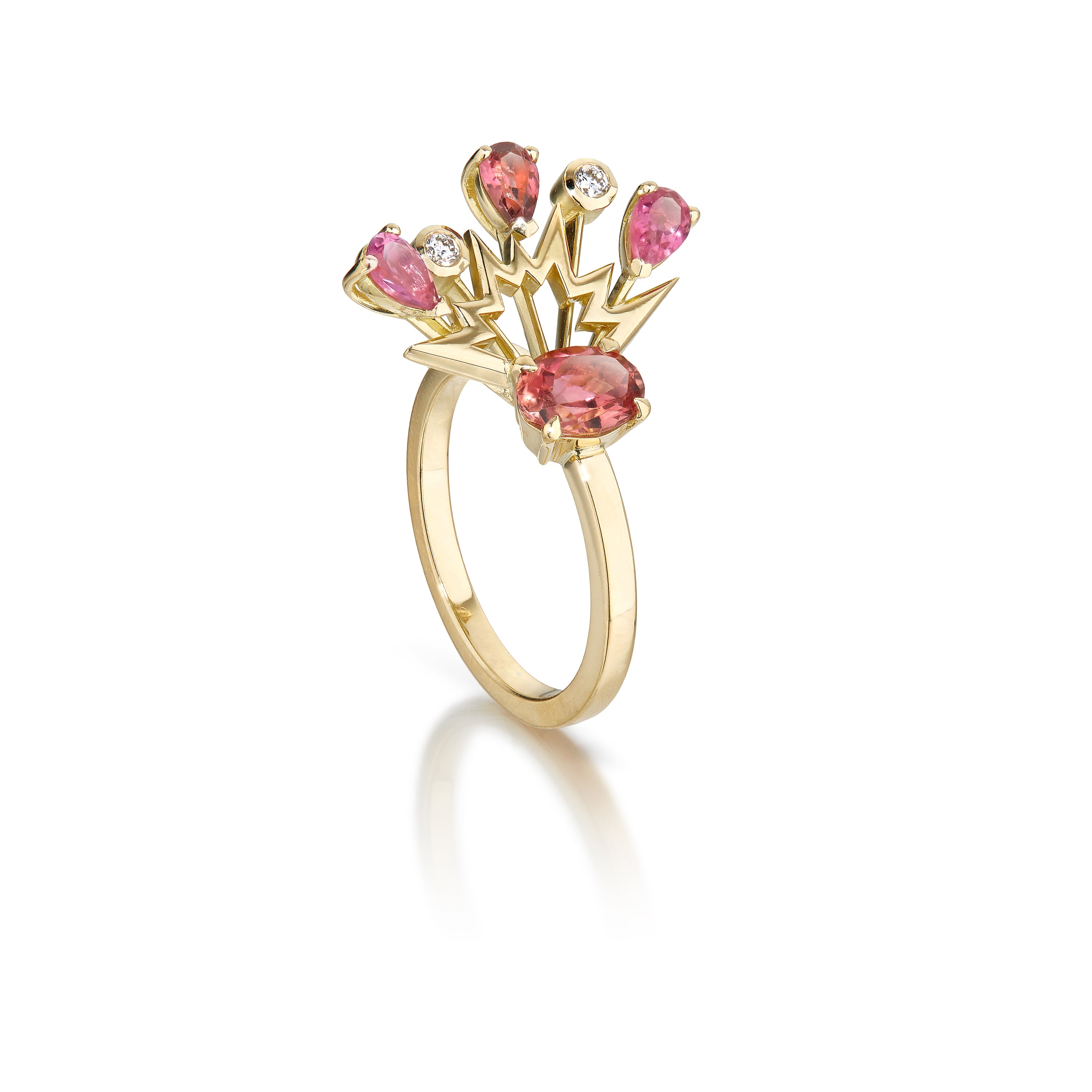 Cherry Bomb Ring Tourmaline, Sapphire, Diamond & 18K Gold