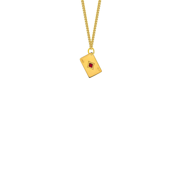 Red Enamel & Gold Plated Ace of Diamonds – Mini Pendant