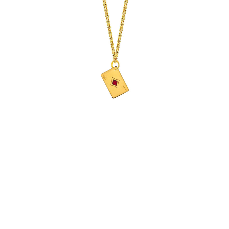 Red Enamel & Gold Plated Ace of Diamonds – Mini Pendant