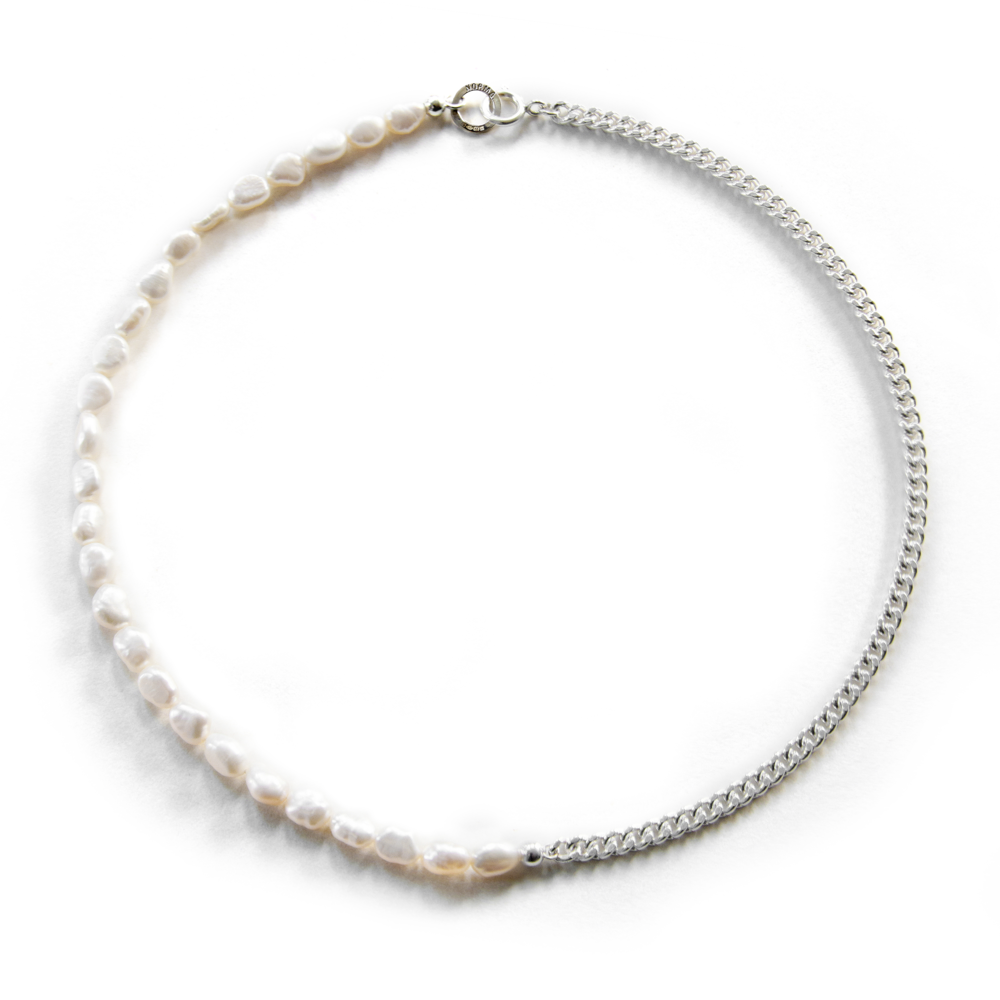 Pheonix Curb Chain and Natural Pearl Necklace