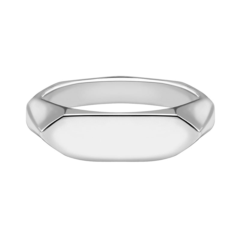 Mens Long Pebble Signet Ring