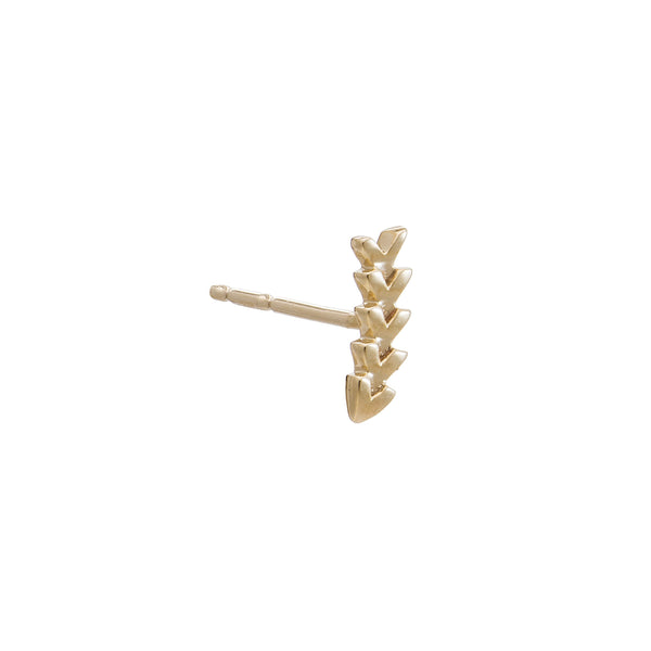 Solid Gold Curved Chevron Stud Earring